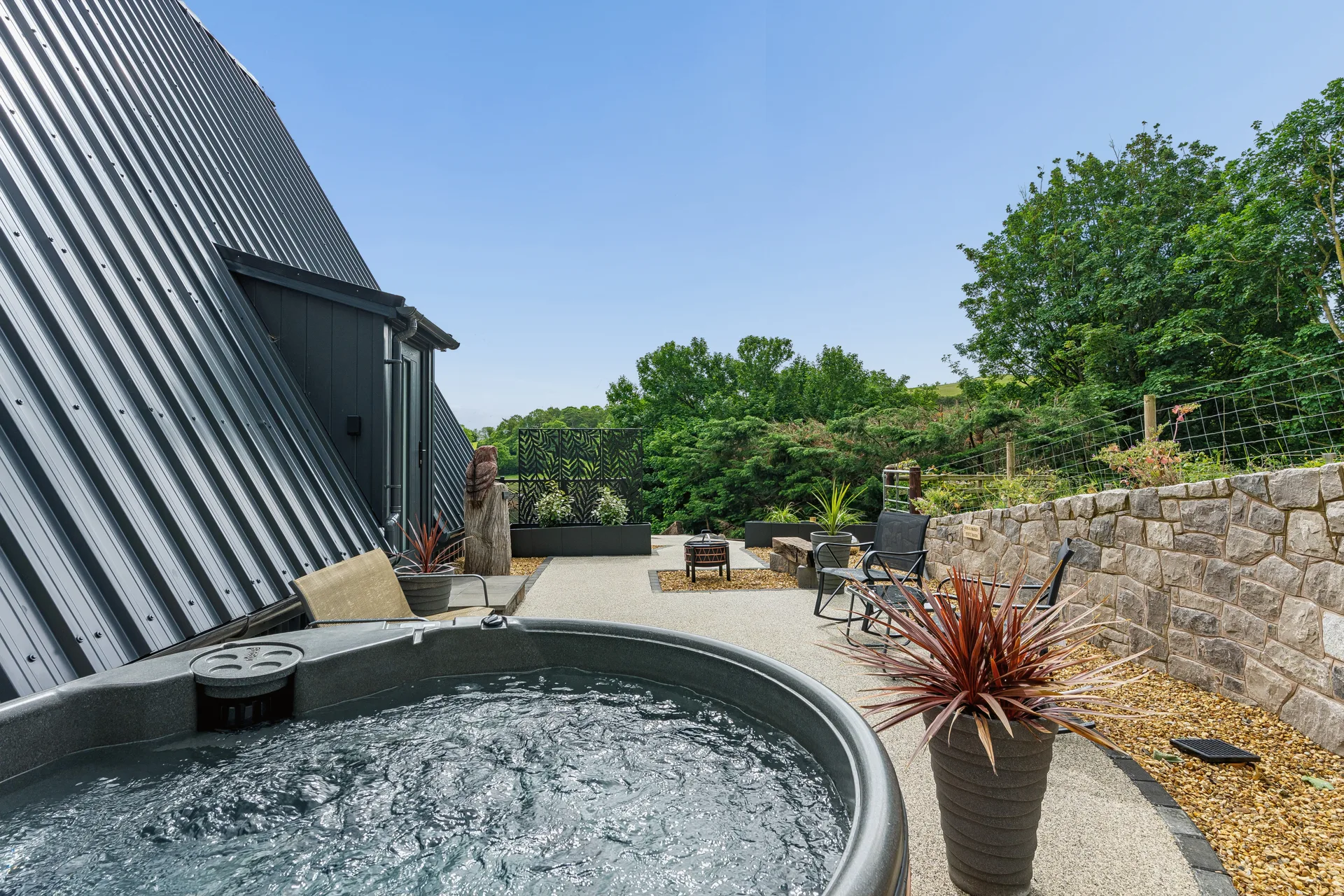 Outdoor living space with countryside views